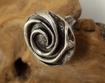 Swirl Vintage Silver Adjustable Retro Ring