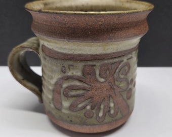 MCM Brutalist Mug Ed Drahanchuk Vintage Canadian 1960s Resist Glaze