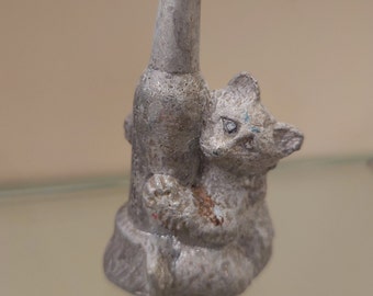 Pewter Vintage Small Bear Holding a Bottle, Miners