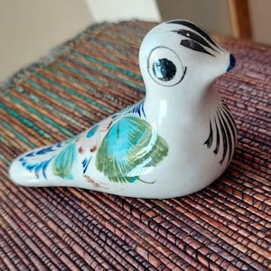Small Mexico Vintage Tonala Clay Bird- Made in Mexico - Hand Painted