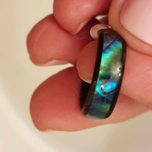 Size 6 NEW Black Titanium Faceted Ring Abalone Shell 5mm Ring - UNISEX Ring,  Wedding Band,