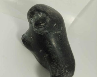 Vintage Inuit Grey Soapstone Seal, 3 Inches