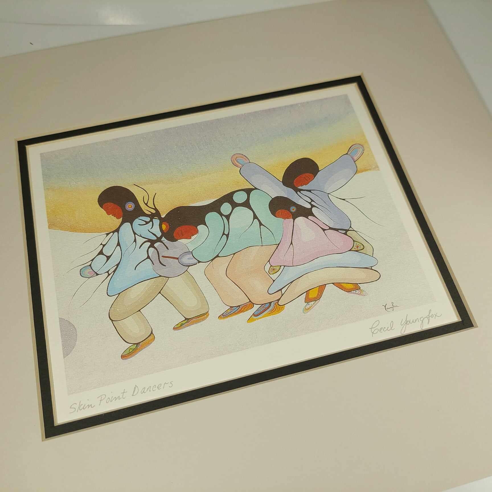Set of 2 Vintage Matted Prints by Indigenous Artist Cecil Youngfox