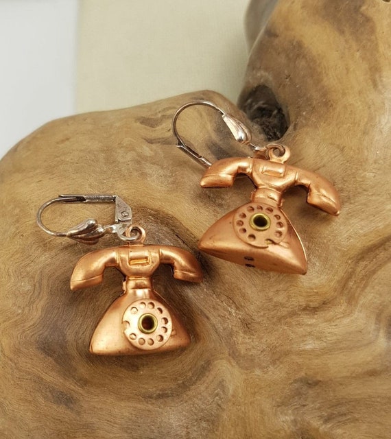 Vintage telephone earrings deals
