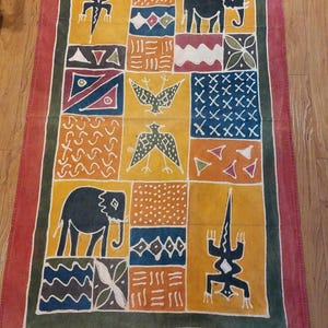 Cotton Batik Animal Folklore Art Table Cloth or Tapestry.