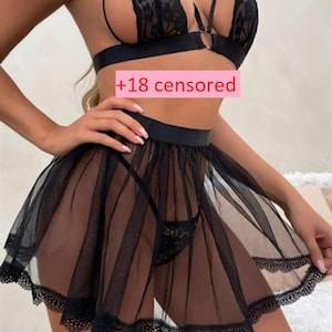 Wedding Day Lingerie, Bride Lacy Lingerie, Silky Bridal Nightgown, Sheer Honeymoon Lingerie,bridal lingerie set, wedding lingerie