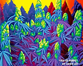 Sea of Purps Hemp Art Print 10X8in