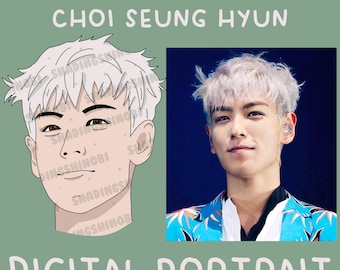 TOP Choi Seung Hyun digital portrait bigbang 2 images T-shirt stickers designs set