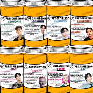 STRAY KIDS skz pill bottles 8 images T-shirt designs set