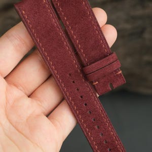 Bordeauxrode suède horlogeband – aangepaste horlogebanden, 18 mm 20 mm 22 mm