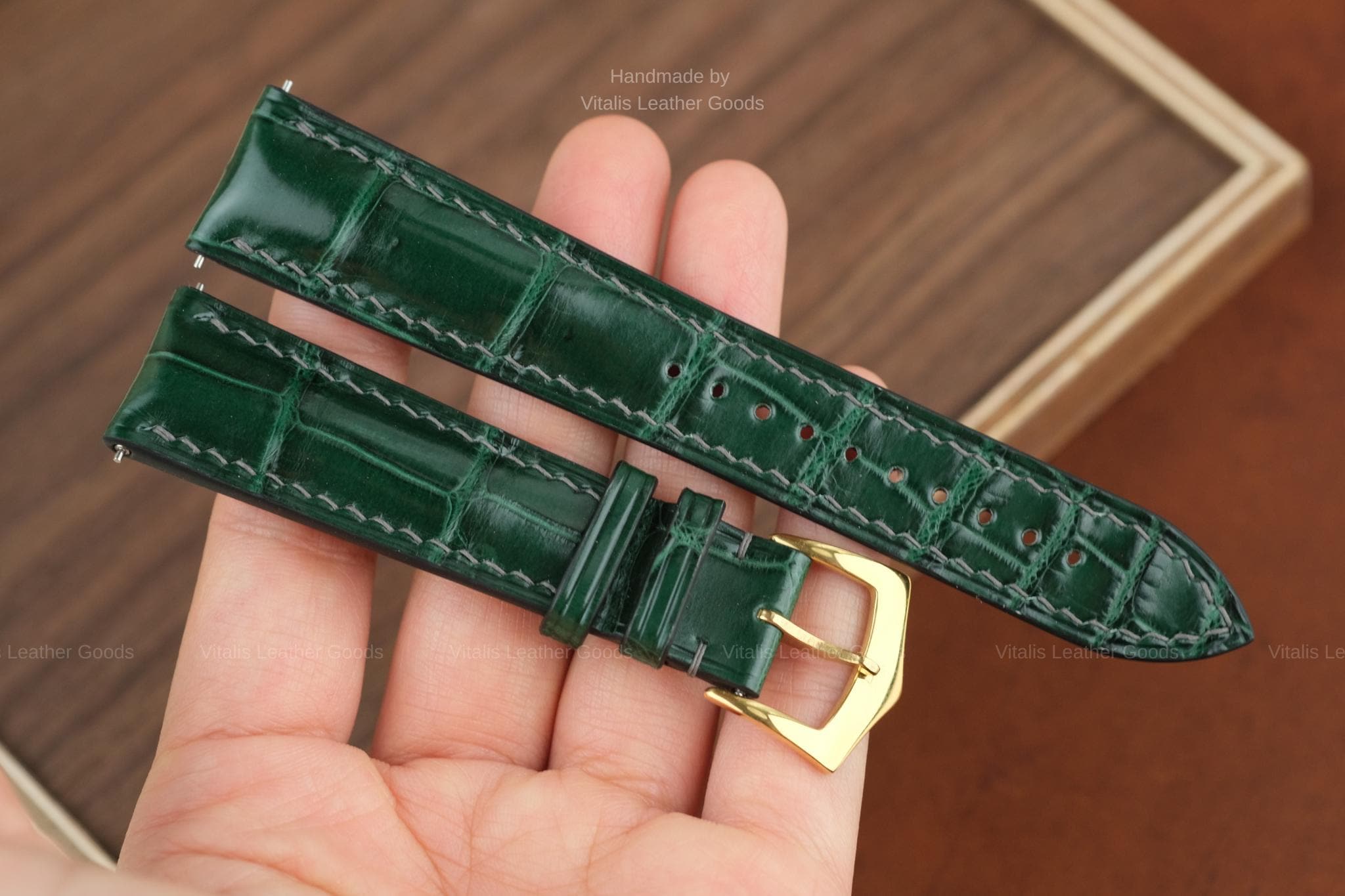 Green Crocodile Leather Watch Strap - Etsy