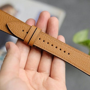 Gold Apple Watch Band, Custom Epsom Leather Strap, Apple 38mm 40mm 41mm 45mm 49mm, Luxury Personalized Gift, Handmade Watch Band