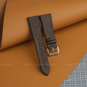 Handmade Brown Babele Leather Watch Strap - Custom Sizes 24mm, 22mm, 20mm, 19mm, 18mm