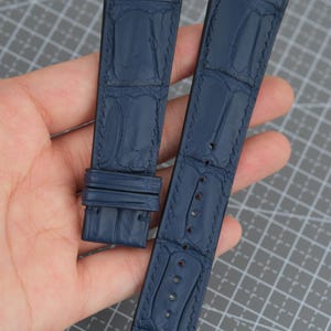 Handmade Blue Alligator Watch Strap, Bespoke Matte Leather Watch Band, Custom Men&#39;s Watch Strap in 22mm, 20mm, 18mm, 16mm, 14mm watch band