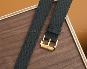Correa de reloj de lona negra - Correa de reloj de caucho FKM - Correas exclusivas