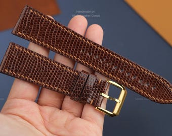 Brown Lizard Leather Watch Strap - Custom Wrist Band