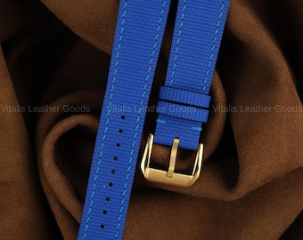 Correa de reloj de lona azul marino - Correa de reloj de caucho FKM - Correas exclusivas