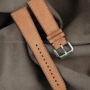 Handmade Beige Babele Leather Watch Strap - Custom Watch Band - 18mm 20mm 22mm