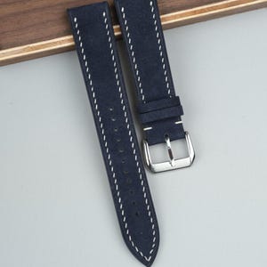 Blue Suede Watch Strap - Custom Watch Bands -  18mm 20mm 22mm 23mm 24mm straps