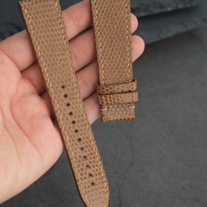 Cinturino per orologio in lucertola, cinturino per orologio marrone chiaro, cinturino di ricambio marrone, cinturino in pelle di lucertola, cinturino in lucertola personalizzato, cinturino per orologio da 18 m, cinturino per orologio personalizzato