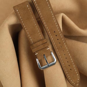 Suede Brown Watch Strap: Custom Watch Bands - 20mm 18mm 16mm, Free Engraving