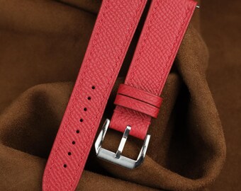 Epsom Red Leather Watch Strap - Custom Watch Band