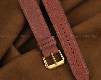 Handmade Horween Brown Leather Watch Strap: Customizable Sizes 22mm, 20mm, 18mm
