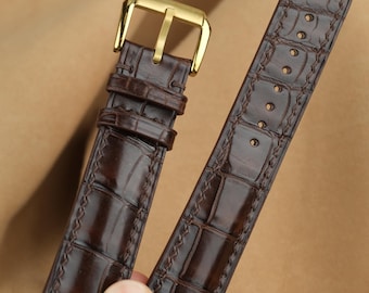Brown Alligator Watch Strap, Leather Watch Band, Custom 19mm Straps, 20mm,21mm, 18mm