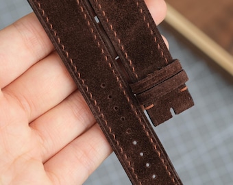 Correa de reloj de ante marrón chocolate: correa personalizada hecha a mano