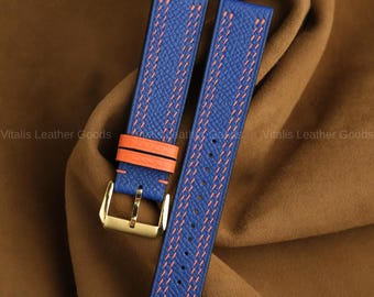 Handmade Epsom Leather Watch Strap: Custom Sizes 18mm, 20mm, 22mm, Personalization