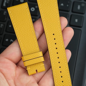 Handmade Yellow Epsom Leather Watch Strap, Bright Custom Watch Band for Men and Women, 18mm 20mm 22mm 24mm, Luxury Watch Gift