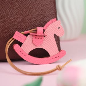 Handmade Pink Leather Horse Bag Charm: Bag Accessory, Handcraft Bagcharm