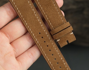 Correa de reloj de ante marrón: correas de reloj personalizadas - 20 mm, 18 mm, 16 mm