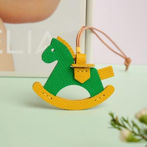 Green Leather Horse Bag Charm - Cute Keychain Gift for Mom, Handmade Bag Charm Leather Handbag & Purse Charm, Leather Charm for Mother day