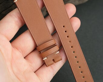 Handgemaakte bruine leren horlogeband