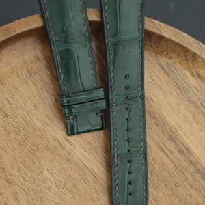 Forest Green Alligator Watch Strap, Handmade Leather Band, 18mm Custom Watch Band, Personalized Band, Luxury Gift for Men, Alligator Strap