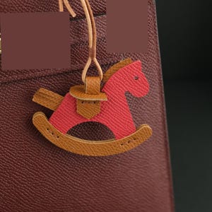 Red Leather Horse Bag Charm: Handmade Equestrian Keychain