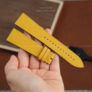 Handmade Yellow Epsom Leather Watch Strap: Custom Size, Free Personalization