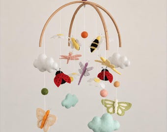 Butterfly kinderdagverblijf decor, bosrijke wieg mobiel, kinderbedje mobiel, hangend mobiel, cloud mobiel, mobiele baby, nieuwe babycadeau