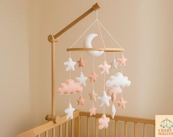 Minimalist Baby Mobile, Minimalist Baby Mobile Nursery, Mobile Cloud, Cot Mobile, Moon Baby Mobile, Mobile Hanging, Personalized Baby Mobile