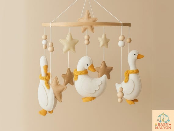 Baby Duck Mobile, Ducks Crib Mobile, Duck Nursery Decor, Duck Baby Shower invitation, Farm Nursery Decor, Hunting Nursery, Woodland Nursery