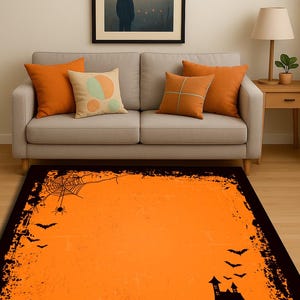 Halloween Area Rug, Halloween Decor, Autumn Room Decor, Fall Area Rug, Gothic Fall Home Accent, Living Room Decor, NonSlip Rug, Washable Rug