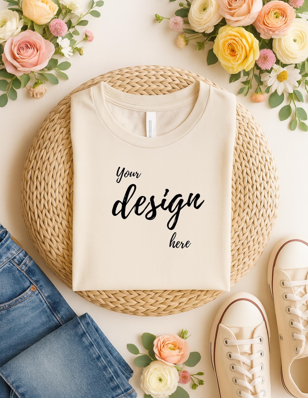 White Bella Canvas 3001 Shirt Mockup Modern Tshirt Mock up Styled Stock ...