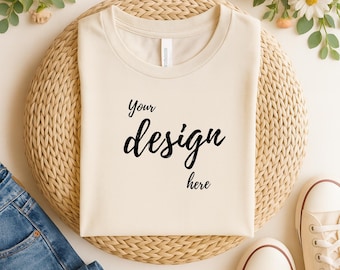 White Bella Canvas 3001 Shirt Mockup modernes Tshirt Mock Up gestylt Stock Foto T-Shirt Mockup SVG Mockup Sublimation JPG Digital Download