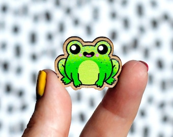 happy little frog pin or magnet