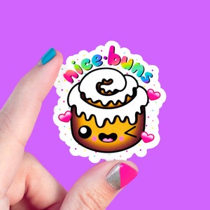 nice buns / cute cinnamon bun kawaii Sticker Vinyl Laptop Stickers Tumbler Decal image 1