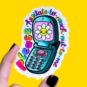 proszę nie wahaj się ze mną skontaktować / zabawny telefon z klapką y2k 2000 naklejka winylowa