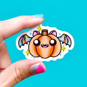 retro pastel kawaii pumpkin bat halloween sticker