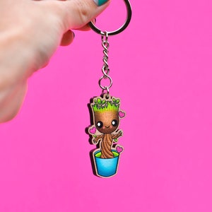 baby groot / mcu fanart kawaii wooden keychain