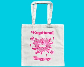 emotional baggage / screen printed cotton canvas tote bag